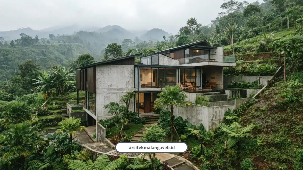 Desain Rumah Lahan Miring Malang, Kontur Jadi Berkah