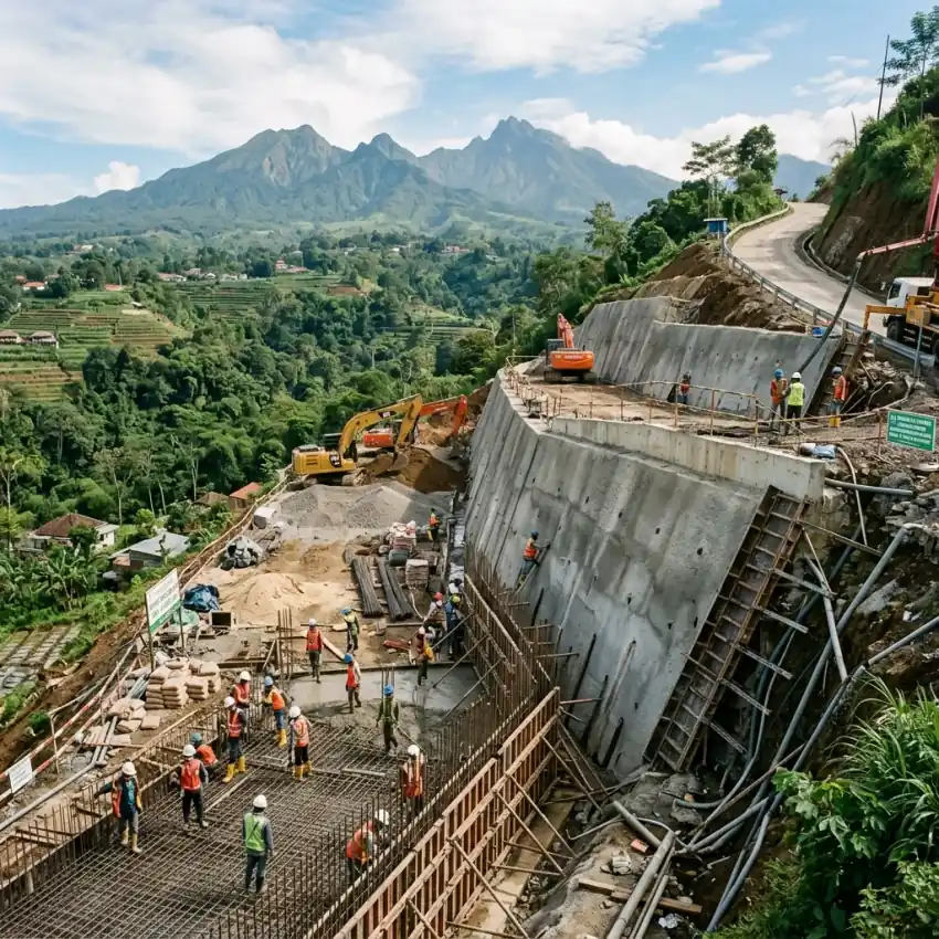 Teknik Konstruksi Retaining Wall Terbaik di Batu Malang